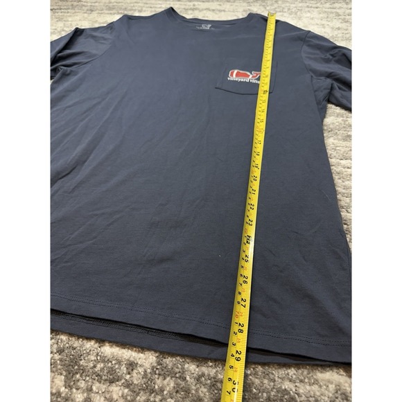 Vineyard Vines Football Whale Logo Graphic T-shirt Men Medium Blue Long Sleeve - Picture 8 of 11